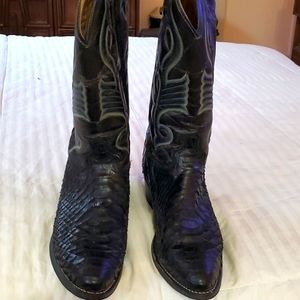 Men All Leather Cowboy boots, Snakeskin black